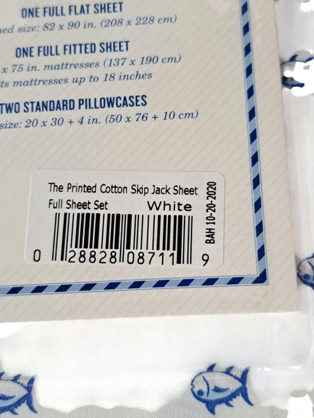 BRAND NEW SOUTHERN TIDE FULL SIZE SKIP JACK SHEET SET COLOR WHITE